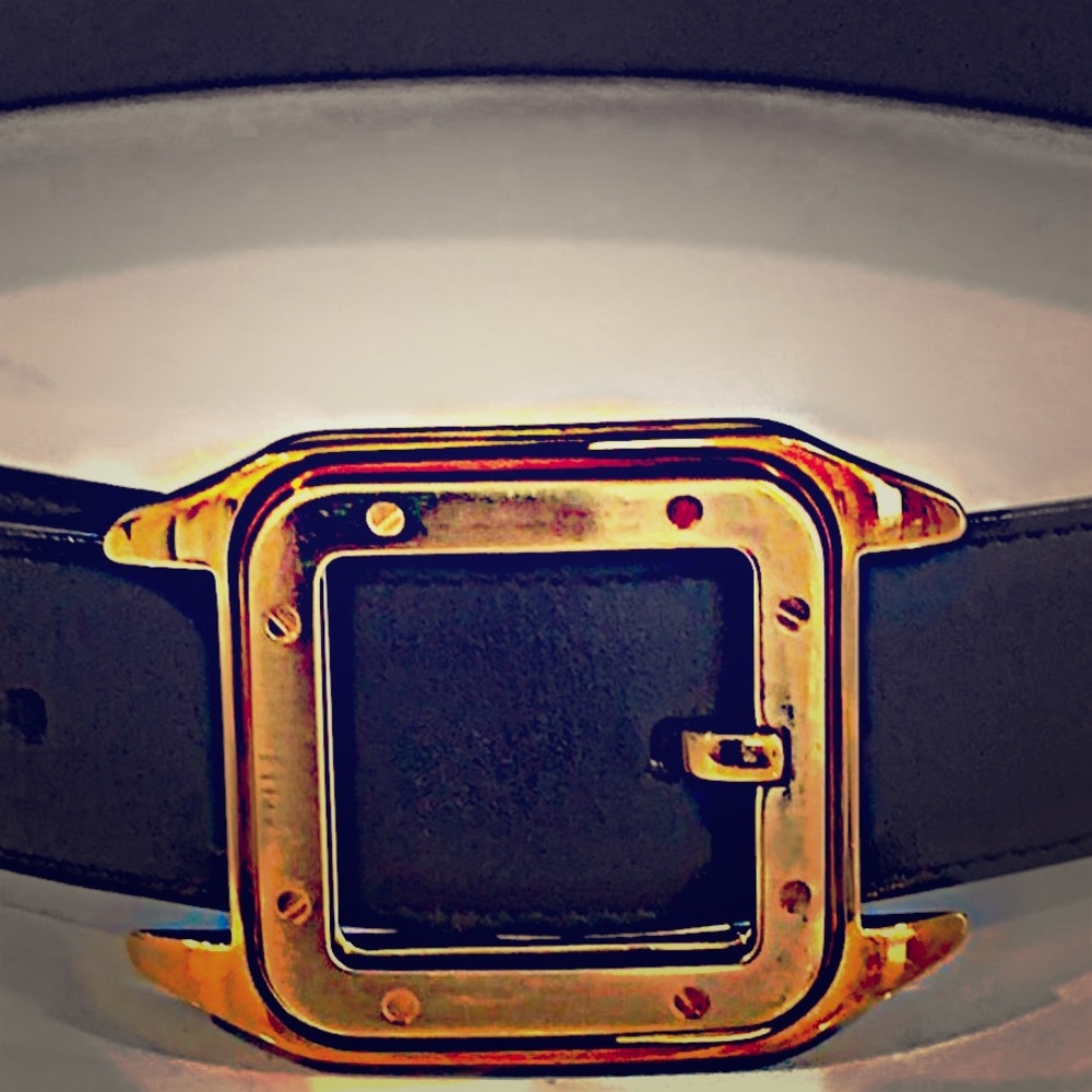 Santos De Cartier Reversible Belt & Gold Buckle